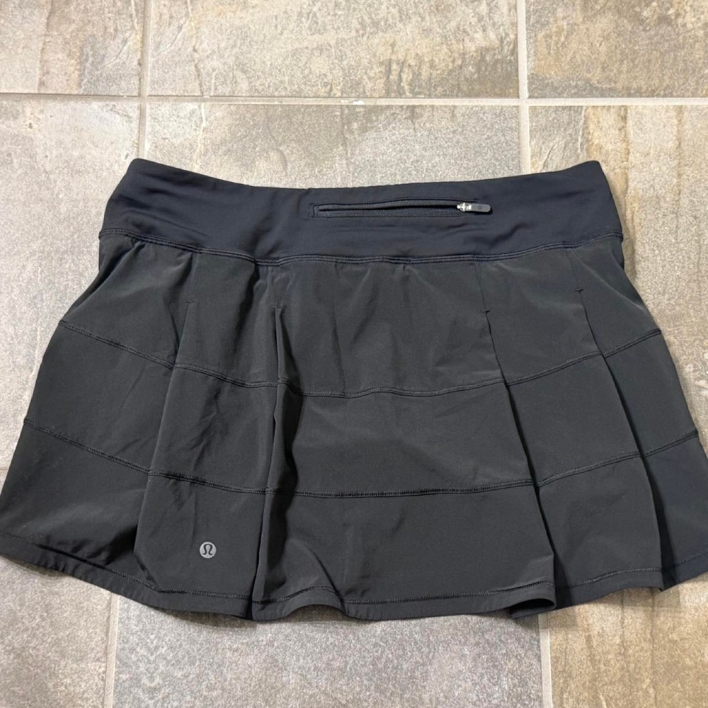 Lululemon Pace Rival Skirt Tall 4-way Stretch 15 Black Skort Size 10 LW8A79T